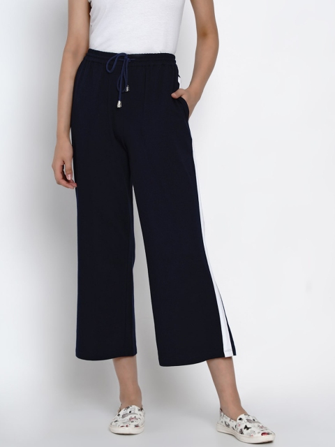 

Texco Women Navy Blue & White Regular Fit Side Taping Culottes