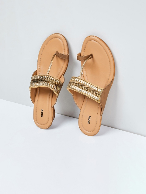 

max Women Bronze-Toned Embellished Heels