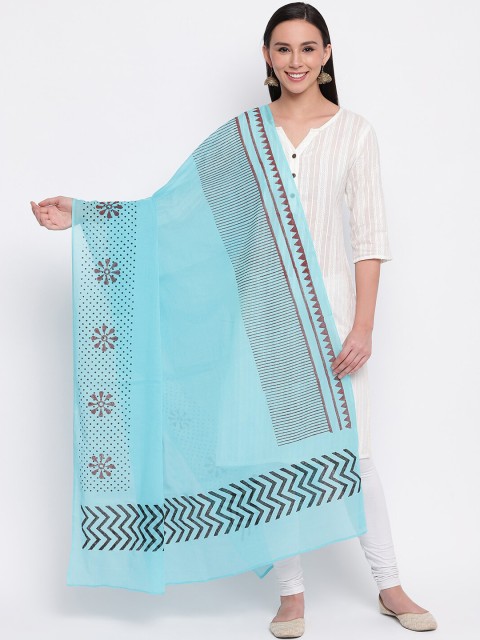 

Shakumbhari Blue Hand Block Printed Cotton Dupatta