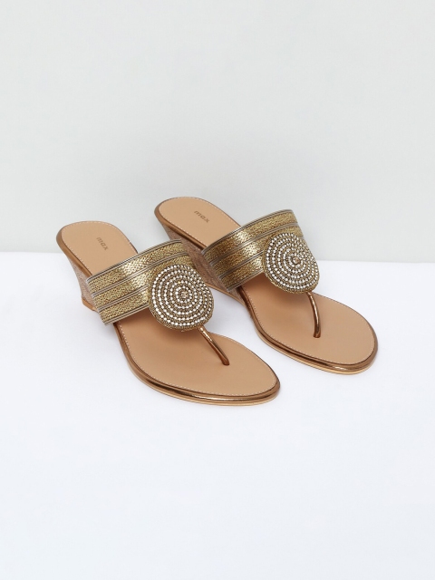 

max Women Gold-Toned Embellished Sandals