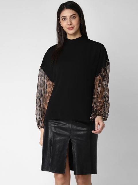 

StyleStone Women Black & Beige Printed Top