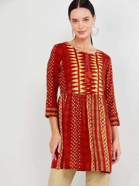 

max Women's Red & Yellow Printed Tunic