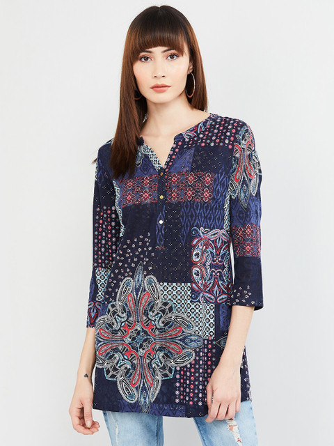 

max Women Blue Printed Tunic
