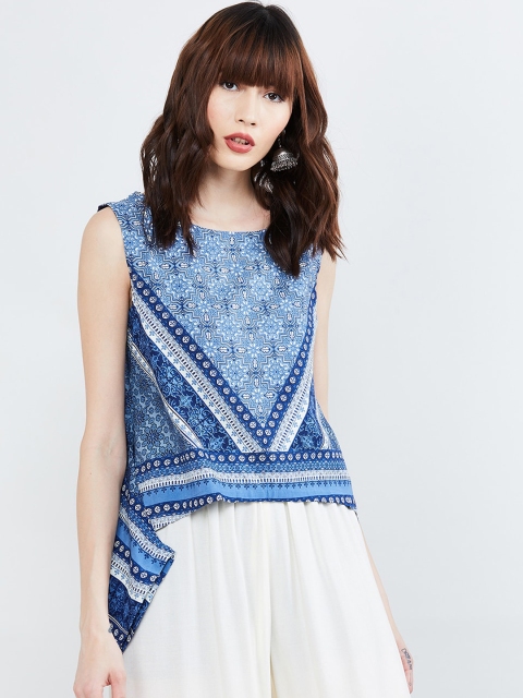 

max Women Blue Printed Top