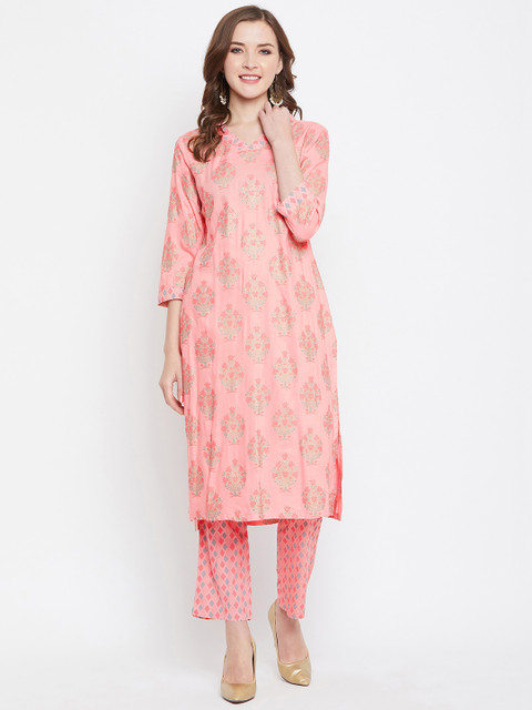 

Prakhya Women Pink Printed Kurta with Trousers