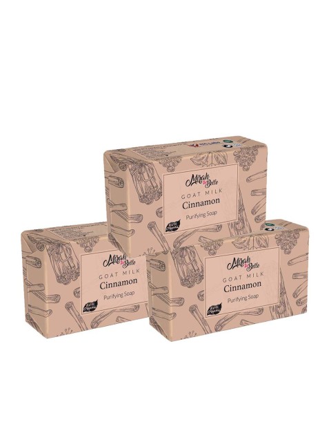 

Mirah Belle Unisex Set of 3 Goat Milk - Cinnamon Skin Purifying Soaps 225 g, Brown