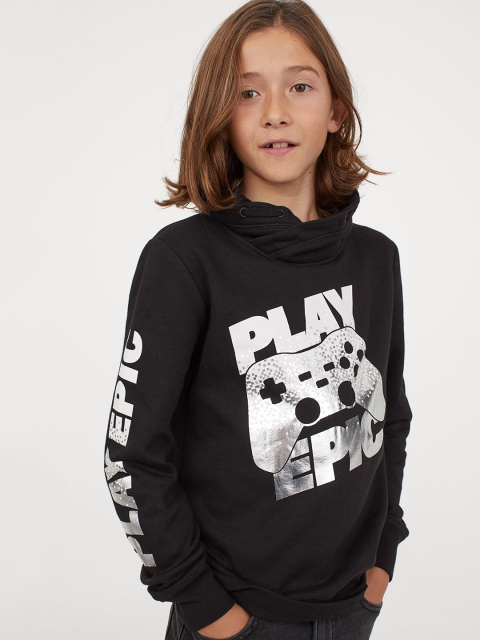 

H&M Girls Black Funnel-Collar Sweatshirt
