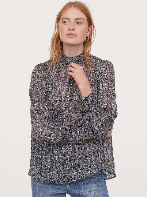 

H&M Women Black Wide Blouse