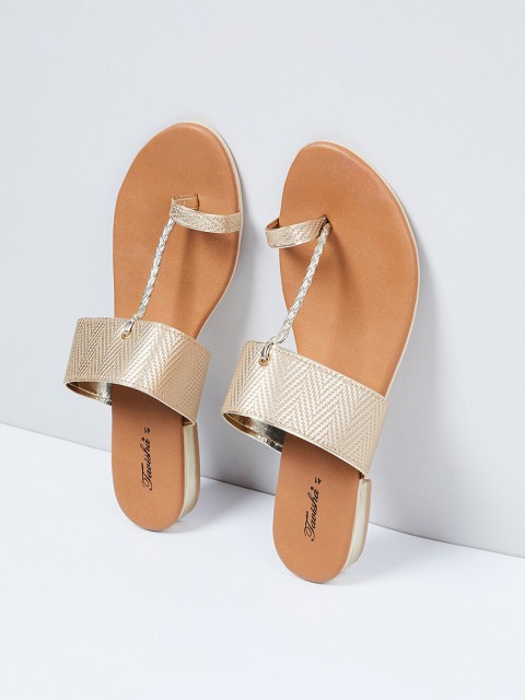

max Women Beige Solid PU One Toe Flats