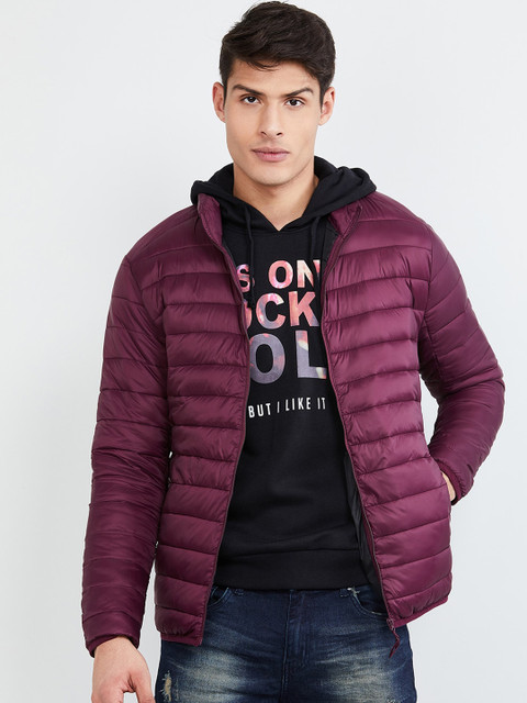 

max Men Burgundy Solid Puffer Jacket