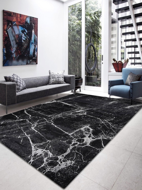 

OBSESSIONS Black & White Space Contemporary Anti-Skid Carpet