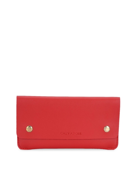 

Calvadoss Women Red Textured Two Fold Wallet