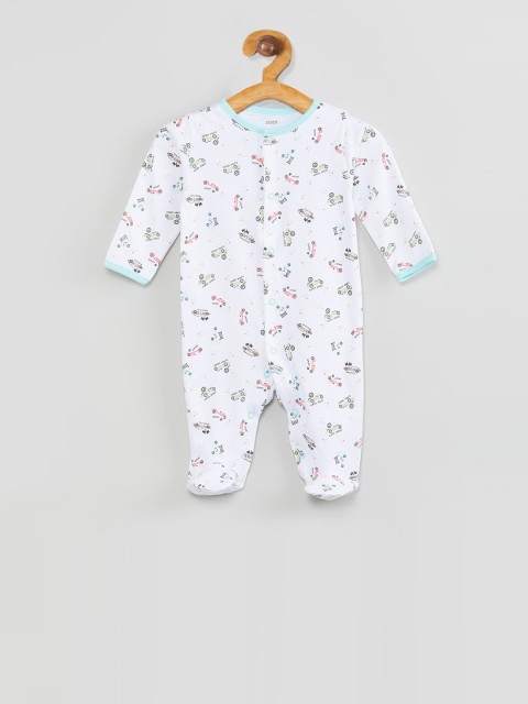

max Boys White & Black Printed Sleepsuit