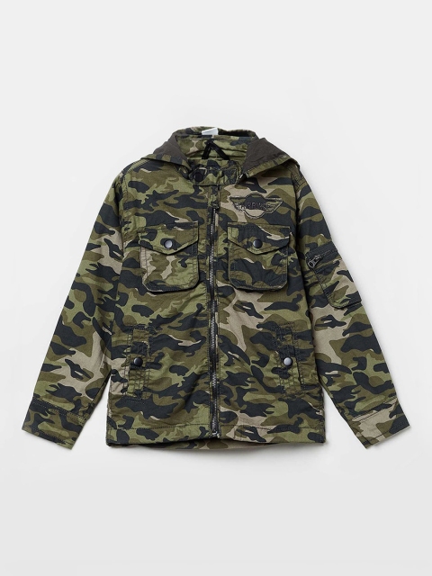 

max Boys Green & Black Camouflage Printed Tailored Jacket