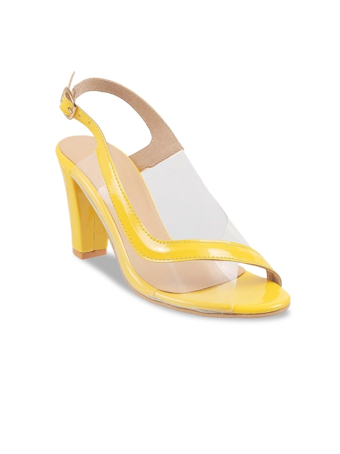 

Mochi Women Yellow Solid Peep Toed Block Heels