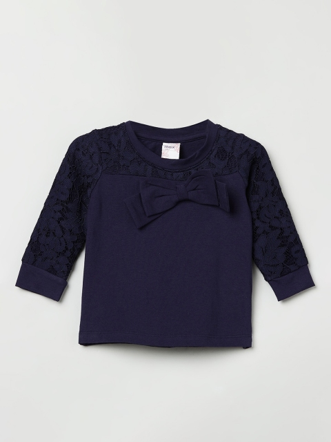 

max Infant Girls Navy Blue Self Design Top
