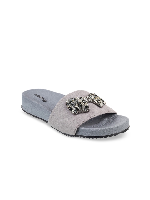 

Mochi Women Grey Embellished Comfort Heels