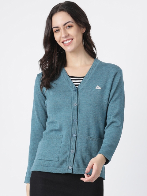

Monte Carlo Women Blue Solid Cardigan Sweater