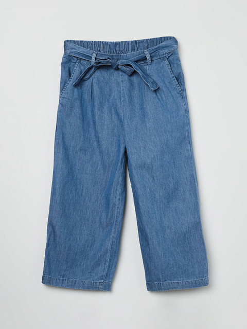 

max Girls Blue Wide Leg Mid-Rise Clean Look Jeans