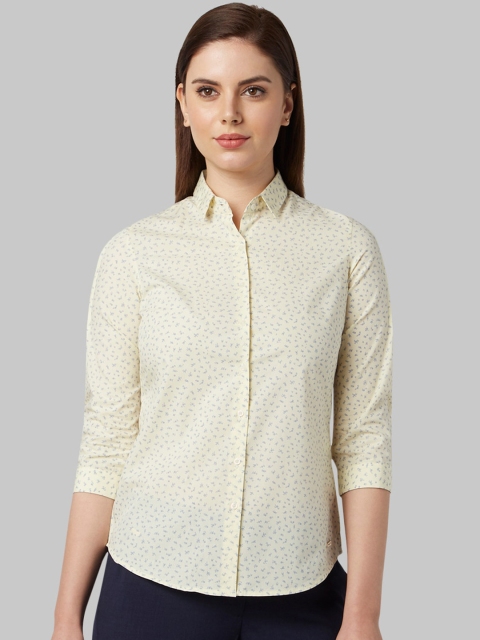 

Park Avenue Women Yellow Regular Fit Printed Formal Shirt
