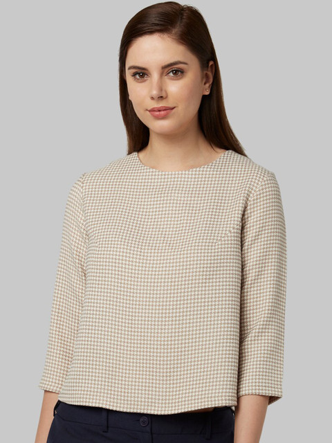 

Park Avenue Woman Women Beige Printed High Neck T-shirt