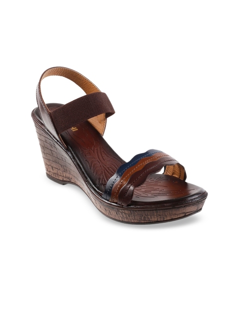 

Mochi Women Brown & Blue Striped Sandals