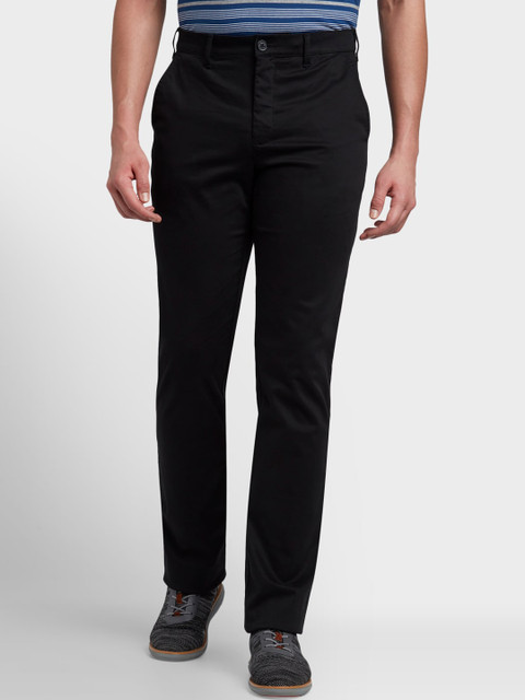 

ColorPlus Men Black Tapered Fit Solid Regular Trousers