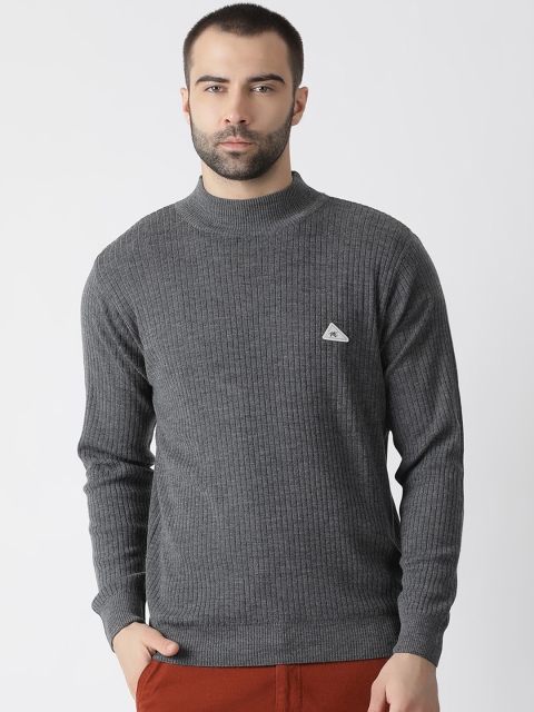 

Monte Carlo Men Grey Ribbed Pullover Sweater