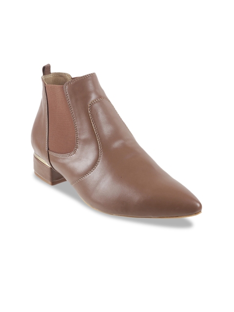 

Mochi Women Brown Solid Heeled Boots
