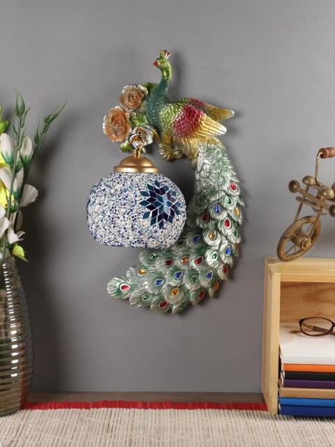 

LUXSUN Multicoloured Peacock Shaped Wall Lamp, Multi