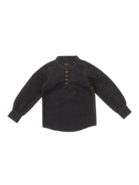 

Nick&Jess Boys Black Slim Fit Solid Casual Shirt