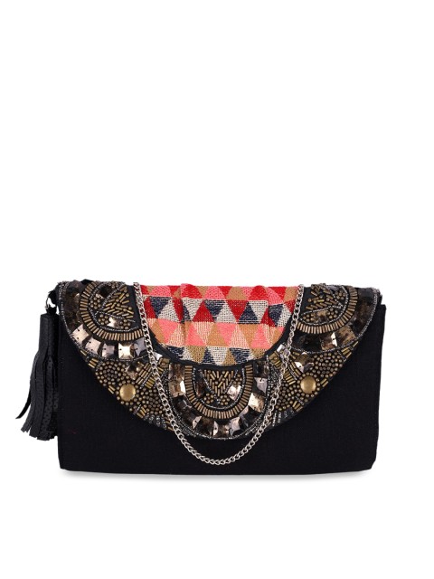 

REZZY Black & Pink Embellished Clutch