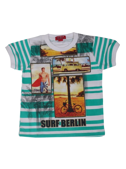 

Noddy Boys Green Striped Round Neck T-shirt