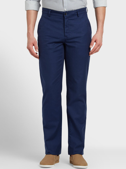 

ColorPlus Men Navy Blue Original Tapered Fit Solid Regular Trousers