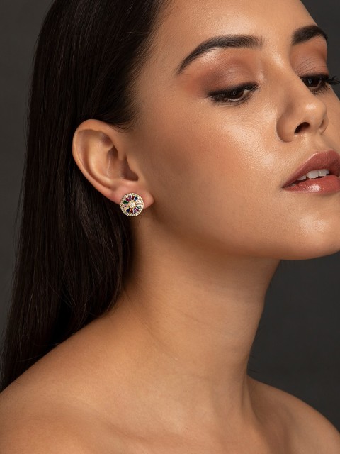 

ELLE Red Gold-Plated CZ Studded Circular Studs