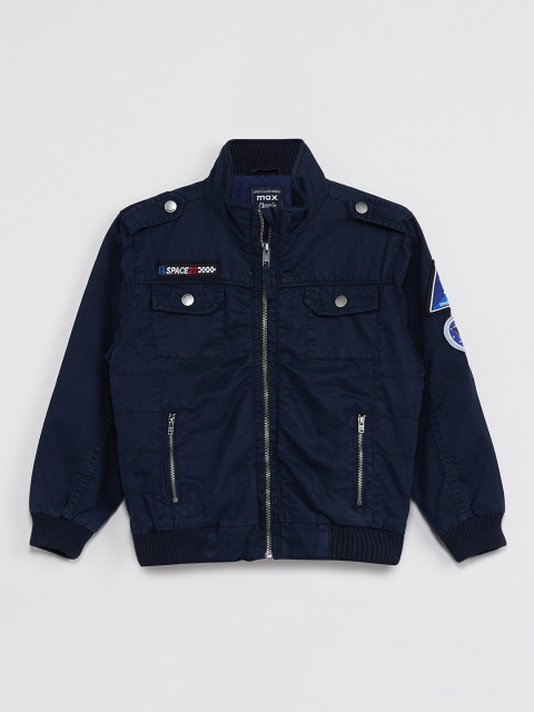 

max Boys Navy Blue Solid Bomber