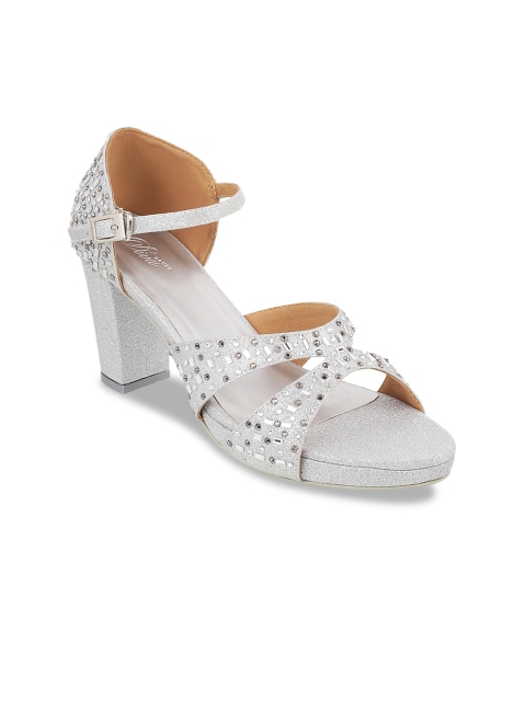 

Mochi Women Silver-Toned Embellished Heels