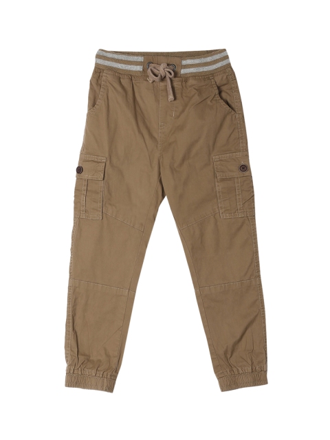 

Cherokee Boys Brown Solid Straight-Fit Woven Cargo Joggers