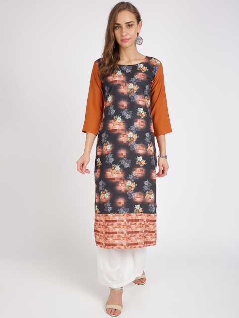 

Silk Bazar Women Black & White Floral Print Kurta with Palazzos