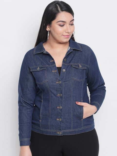 

Amydus Women Navy Blue Solid Denim Jacket