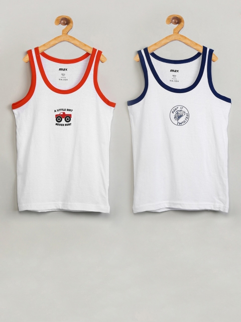 

max Boys Pack Of 2 White Printed Basic Innerwear Vests W18DIN08MULTI