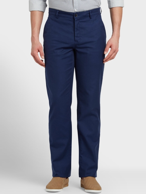 

ColorPlus Men Blue Tapered Fit Solid Regular Trousers