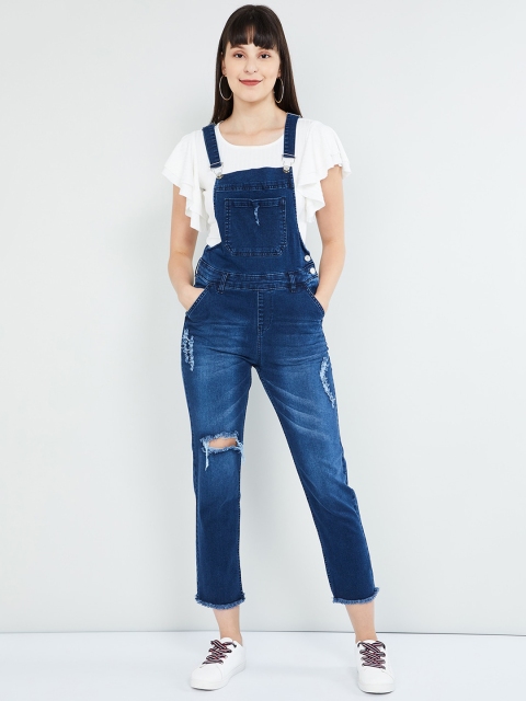 

max Women Blue Solid Dungarees