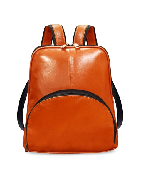

ABYS Women Orange Solid Leather Backpack