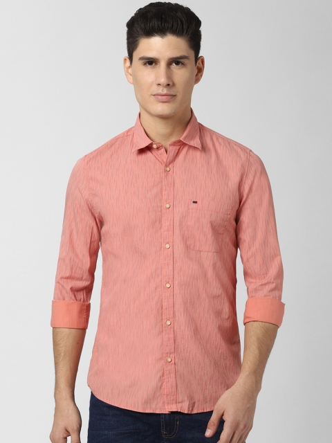 

Peter England Casuals Men Peach-Coloured Slim Fit Printed Casual Shirt