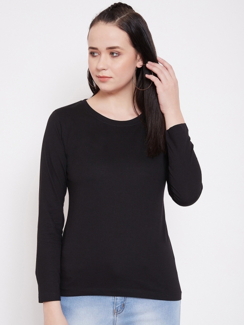 

Plagg Women Black Solid Round Neck T-shirt