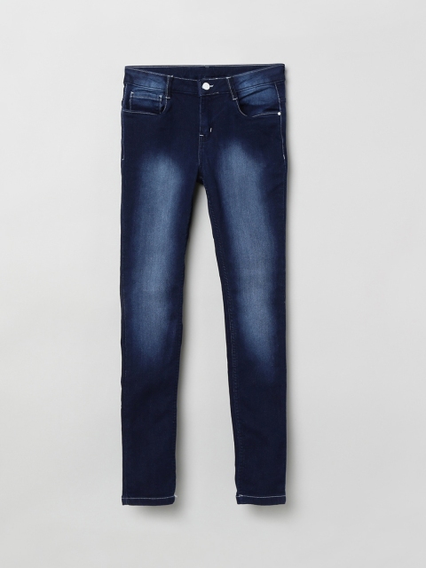 

max Girls Navy Blue Slim Fit Mid-Rise Clean Look Stretchable Jeans