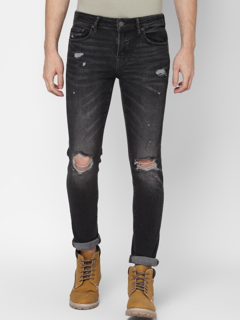 

AMERICAN EAGLE OUTFITTERS Men Black Skinny Fit Mid-Rise Highly Distressed Stretchable Jeans