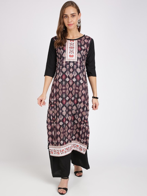 

Silk Bazar Women Black Printed Kurta with Palazzos