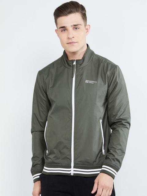 

max Men Green Solid Bomber Jacket